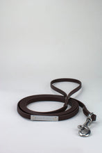 Load image into Gallery viewer, Brown lead in biothane with silver details.
