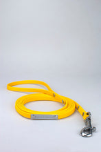 Load image into Gallery viewer, Bright yellow lead in biothane with silver details.