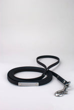 Load image into Gallery viewer, Black lead in biothane with silver details.