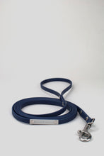 Load image into Gallery viewer, Blue lead in biothane with silver details.
